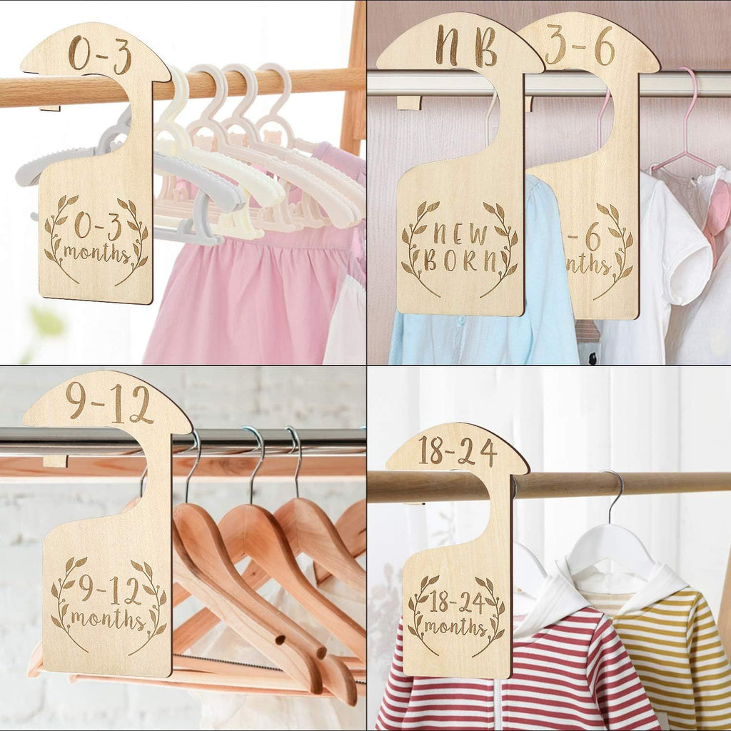 Baby Closet Size Dividers, Wooden Clothing Hanger Dividers 0‑24 Months